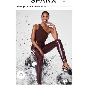 Spanx Burgundy Red Faux Leather High Waist Leggings Size Smalll